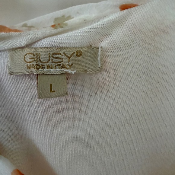 Giusy Silk Floral Lined Sleeveless V-Neck Flowy Top Orange Yellow Sz L: party - Picture 2 of 7